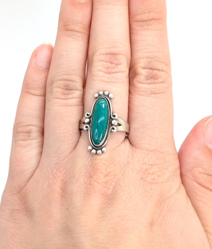 Sterling Silver 925 Ring Native American Oval Turquoise 11832 - Image 9