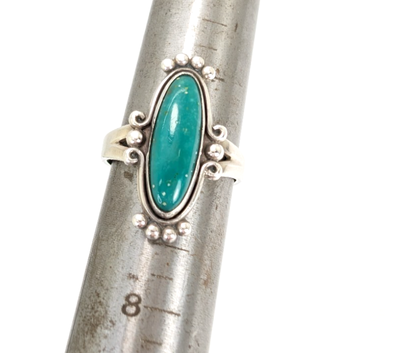 Sterling Silver 925 Ring Native American Oval Turquoise 11832 - Image 10
