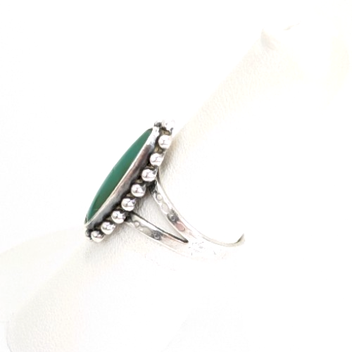 Sterling Silver 925 Ring Beaded Framed Gr Turq 11834 - Image 3