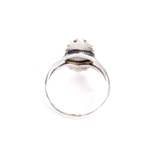 Sterling Silver 925 Ring Beaded Framed Gr Turq 11834 - Image 6
