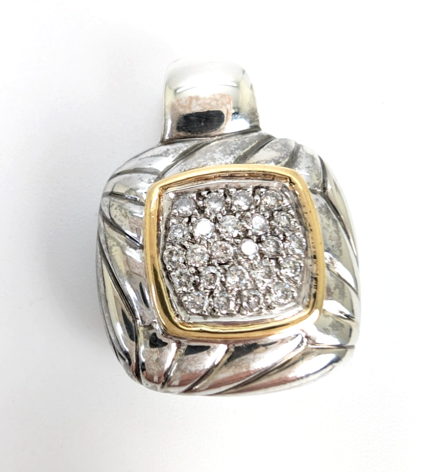 Sterling Silver 925/22K Pendant Dia Cluster 11772 - Image 2
