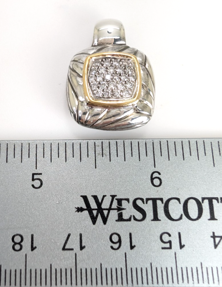 Sterling Silver 925/22K Pendant Dia Cluster 11772 - Image 5