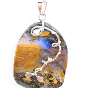 Sterling Silver 925 28" Necklace Wheat chain/ boulder opal R878- FOX1821
