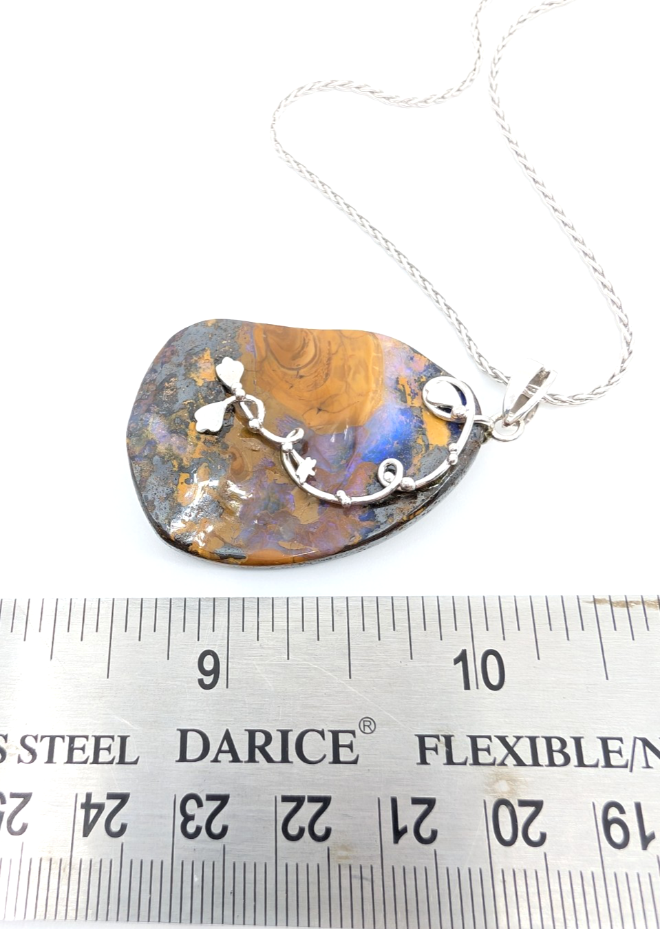 Sterling Silver 925 28" Necklace Wheat chain/ boulder opal R878- FOX1821 - Image 17