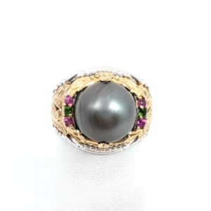 Sterling Silver 925 7 Ring Two tone gray pearl R879- FOX1822