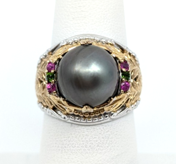 Sterling Silver 925 7 Ring Two tone gray pearl R879- FOX1822 - Image 2