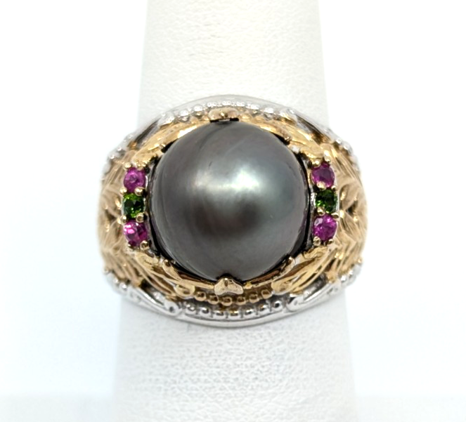 Sterling Silver 925 7 Ring Two tone gray pearl R879- FOX1822 - Image 3