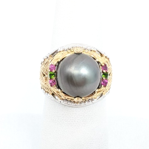 Sterling Silver 925 7 Ring Two tone gray pearl R879- FOX1822 - Image 6