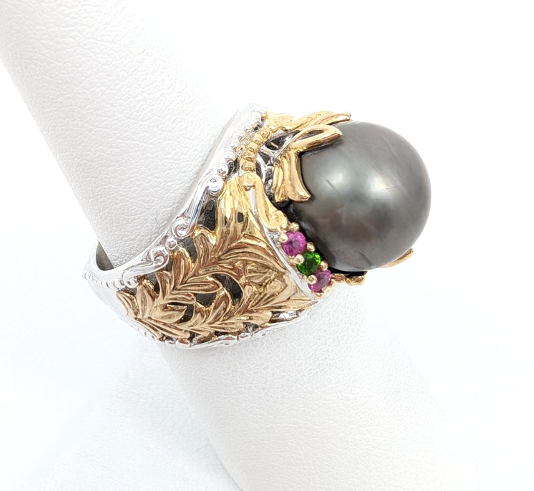 Sterling Silver 925 7 Ring Two tone gray pearl R879- FOX1822 - Image 7