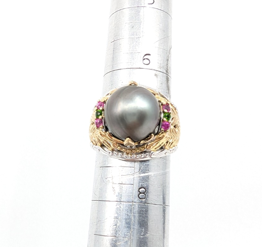 Sterling Silver 925 7 Ring Two tone gray pearl R879- FOX1822 - Image 8