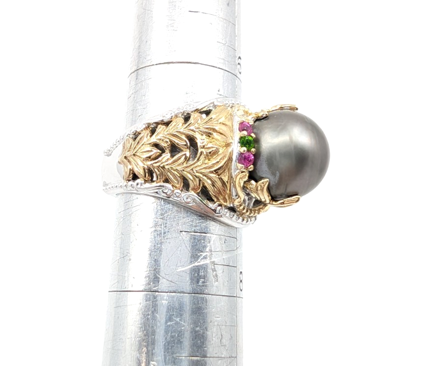 Sterling Silver 925 7 Ring Two tone gray pearl R879- FOX1822 - Image 10