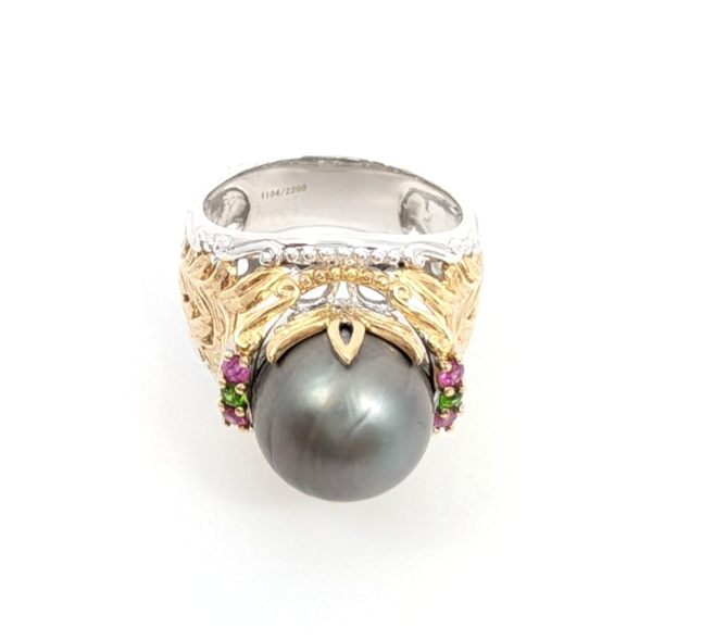 Sterling Silver 925 7 Ring Two tone gray pearl R879- FOX1822 - Image 14