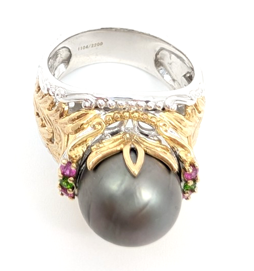 Sterling Silver 925 7 Ring Two tone gray pearl R879- FOX1822 - Image 15