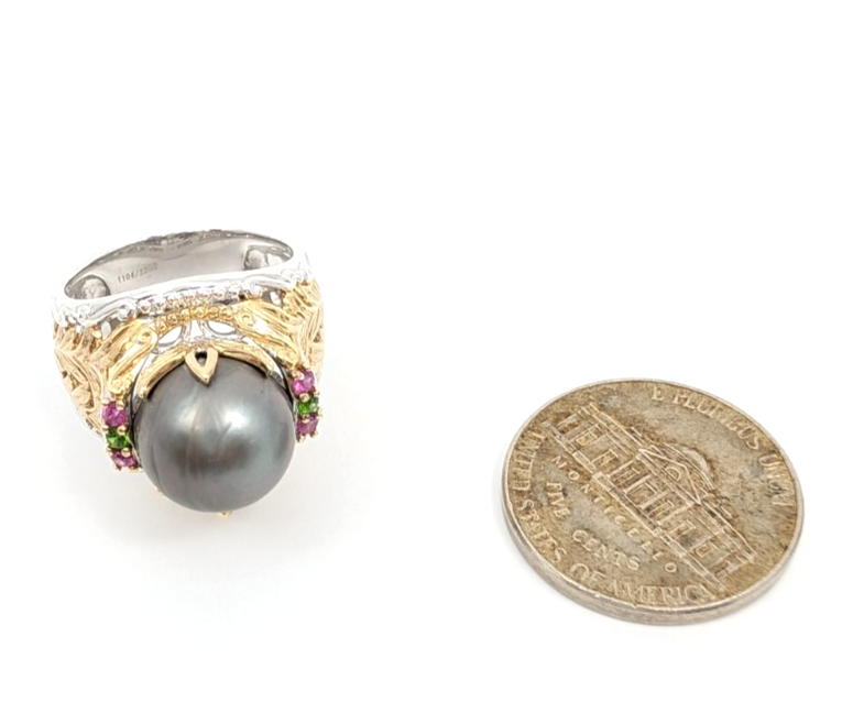 Sterling Silver 925 7 Ring Two tone gray pearl R879- FOX1822 - Image 17