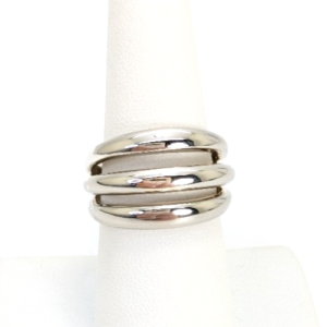 Sterling Silver 925 6.5 Ring 3 Row Wide Band 11768