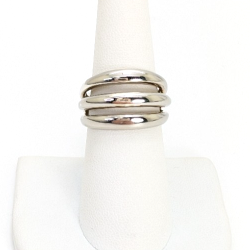 Sterling Silver 925 6.5 Ring 3 Row Wide Band 11768 - Image 2