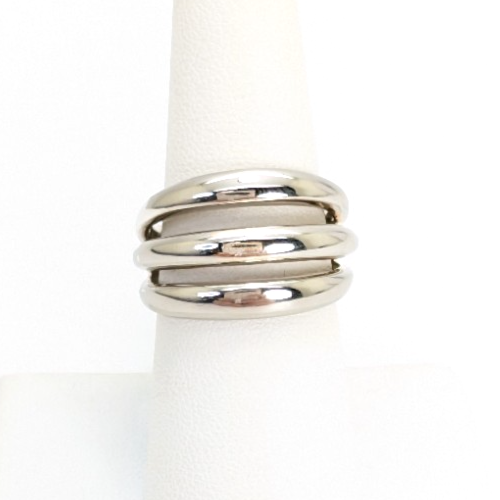 Sterling Silver 925 6.5 Ring 3 Row Wide Band 11768 - Image 3