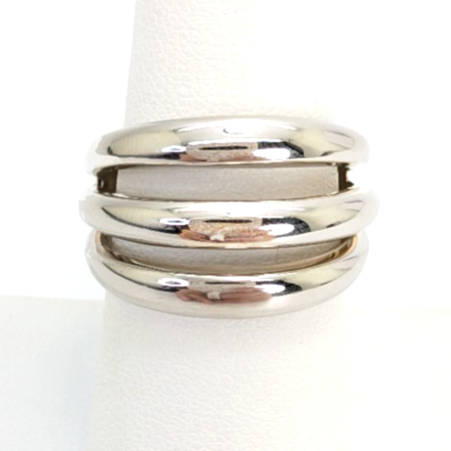 Sterling Silver 925 6.5 Ring 3 Row Wide Band 11768 - Image 4