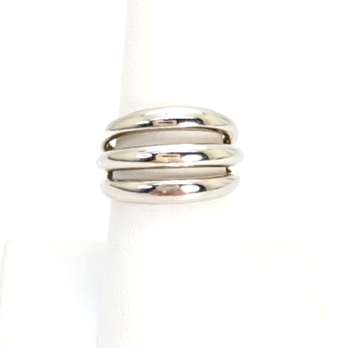 Sterling Silver 925 6.5 Ring 3 Row Wide Band 11768 - Image 5