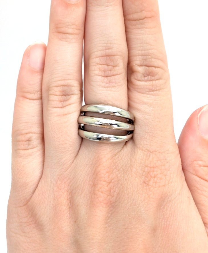 Sterling Silver 925 6.5 Ring 3 Row Wide Band 11768 - Image 6