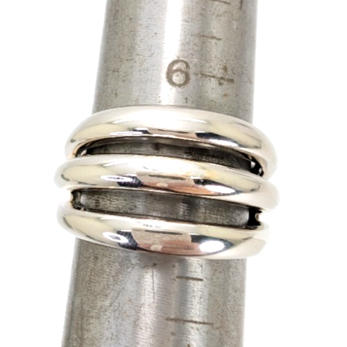 Sterling Silver 925 6.5 Ring 3 Row Wide Band 11768 - Image 7