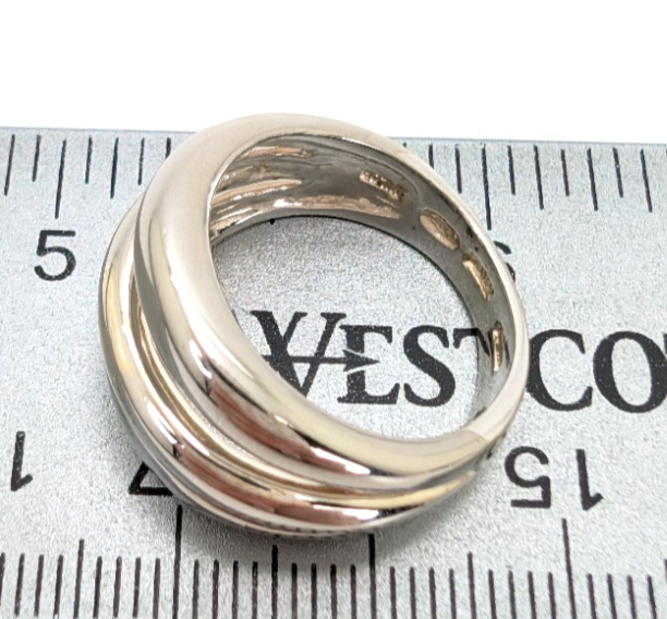 Sterling Silver 925 6.5 Ring 3 Row Wide Band 11768 - Image 10