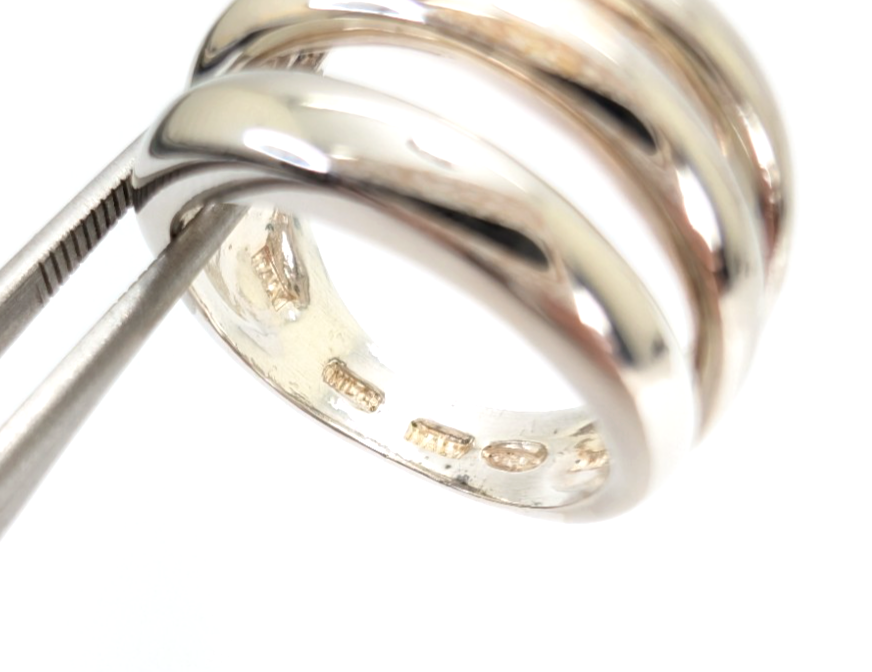 Sterling Silver 925 6.5 Ring 3 Row Wide Band 11768 - Image 13