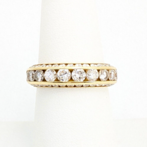 14K Yellow Gold 1.78ctw Diamond 3 Sided Channel Set Wedding Band Ring FOX98