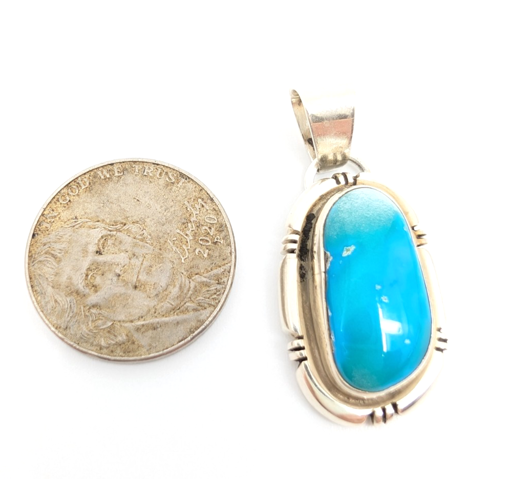 Sterling Silver 925 Pendant/ Charm Turquoise Pendant FOX1819 - Image 9