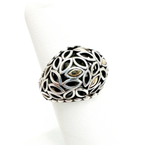 John Hardy A by JH Sterling Silver 925 Dome 14K Openwork Balinese Ring O352