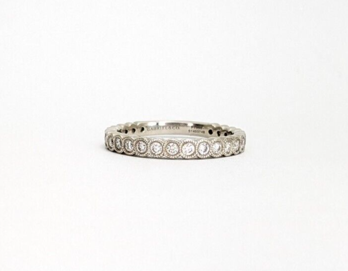 Gabriel & Co Plat 950 1/4ctw Diamond Wedding 3/4 Eternity Band Ring 10260