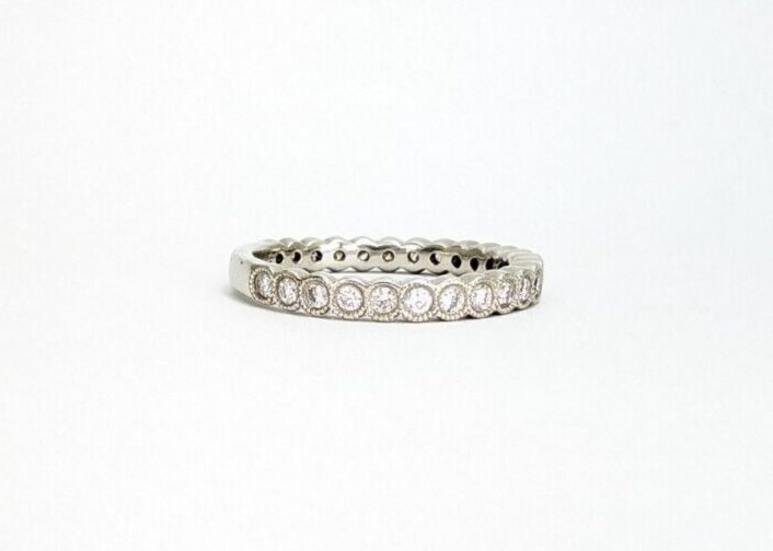 Gabriel & Co Plat 950 1/4ctw Diamond Wedding 3/4 Eternity Band Ring 10260 - Image 2
