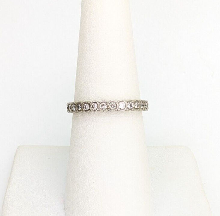 Gabriel & Co Plat 950 1/4ctw Diamond Wedding 3/4 Eternity Band Ring 10260 - Image 4