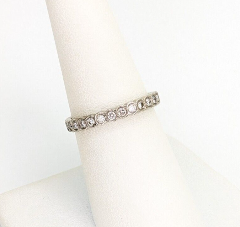 Gabriel & Co Plat 950 1/4ctw Diamond Wedding 3/4 Eternity Band Ring 10260 - Image 5