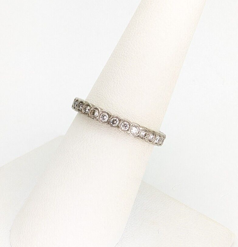 Gabriel & Co Plat 950 1/4ctw Diamond Wedding 3/4 Eternity Band Ring 10260 - Image 6
