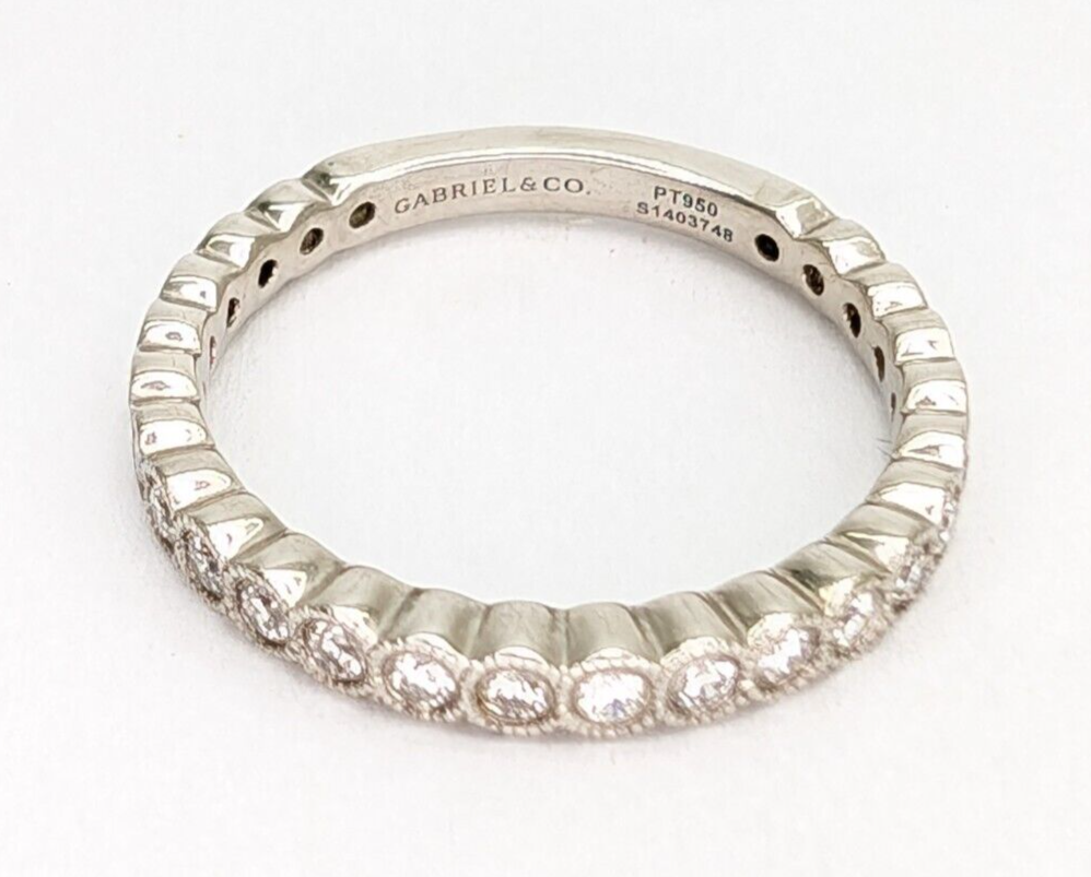Gabriel & Co Plat 950 1/4ctw Diamond Wedding 3/4 Eternity Band Ring 10260 - Image 8