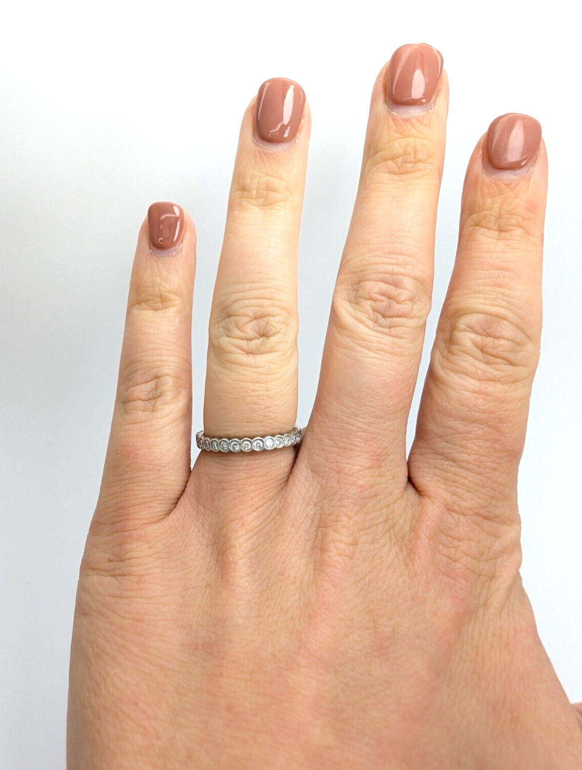 Gabriel & Co Plat 950 1/4ctw Diamond Wedding 3/4 Eternity Band Ring 10260 - Image 10