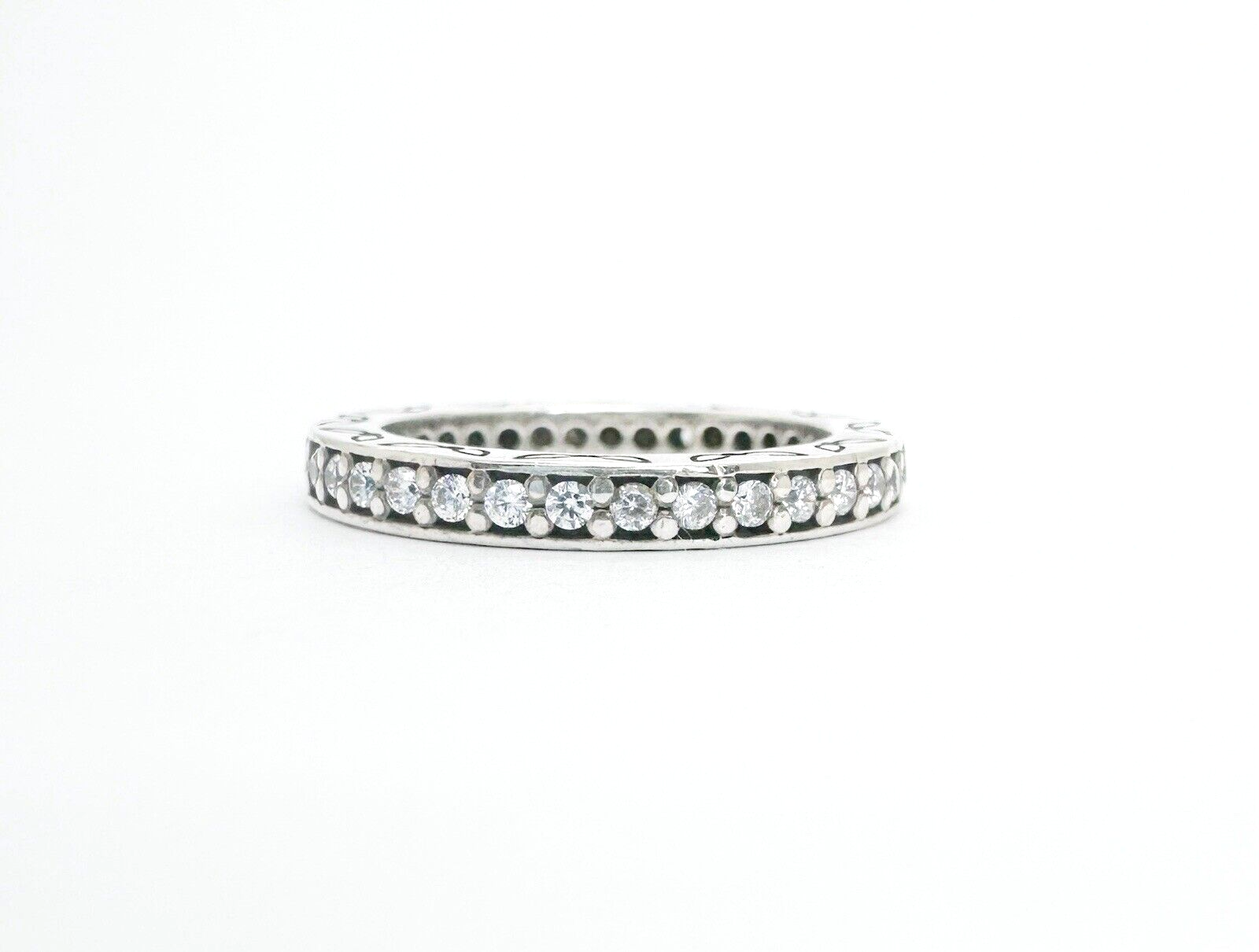 Authentic Pandora Sterling Silver 925 Fancy CZ Eternity Band Ring 10461