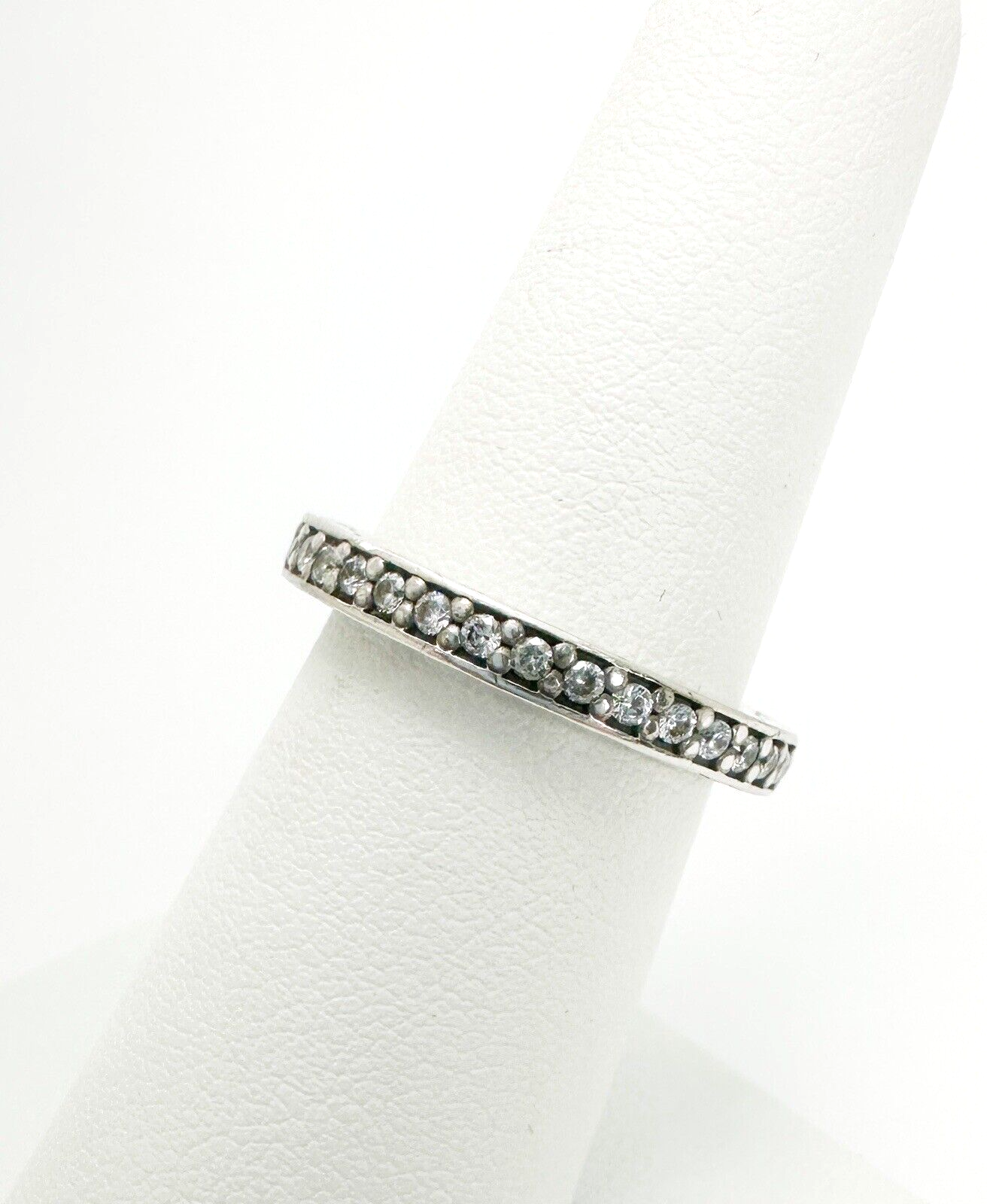 Authentic Pandora Sterling Silver 925 Fancy CZ Eternity Band Ring 10461 - Image 4