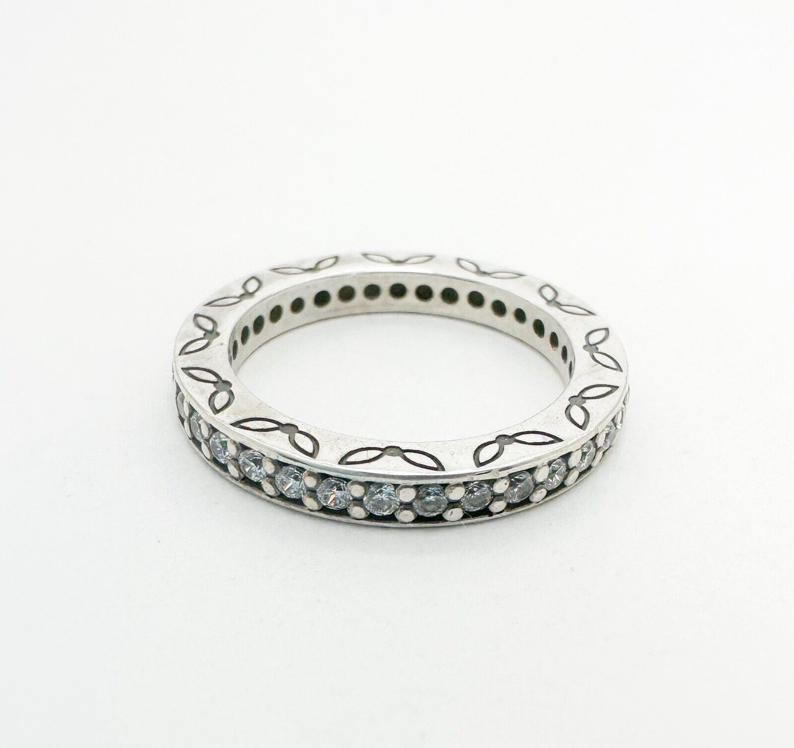 Authentic Pandora Sterling Silver 925 Fancy CZ Eternity Band Ring 10461 - Image 5