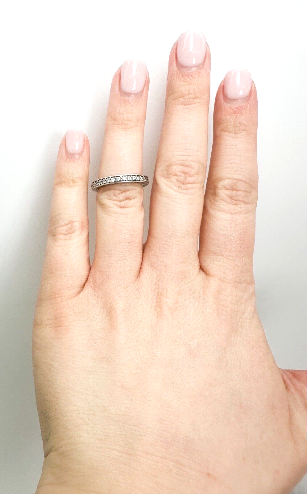 Authentic Pandora Sterling Silver 925 Fancy CZ Eternity Band Ring 10461 - Image 8