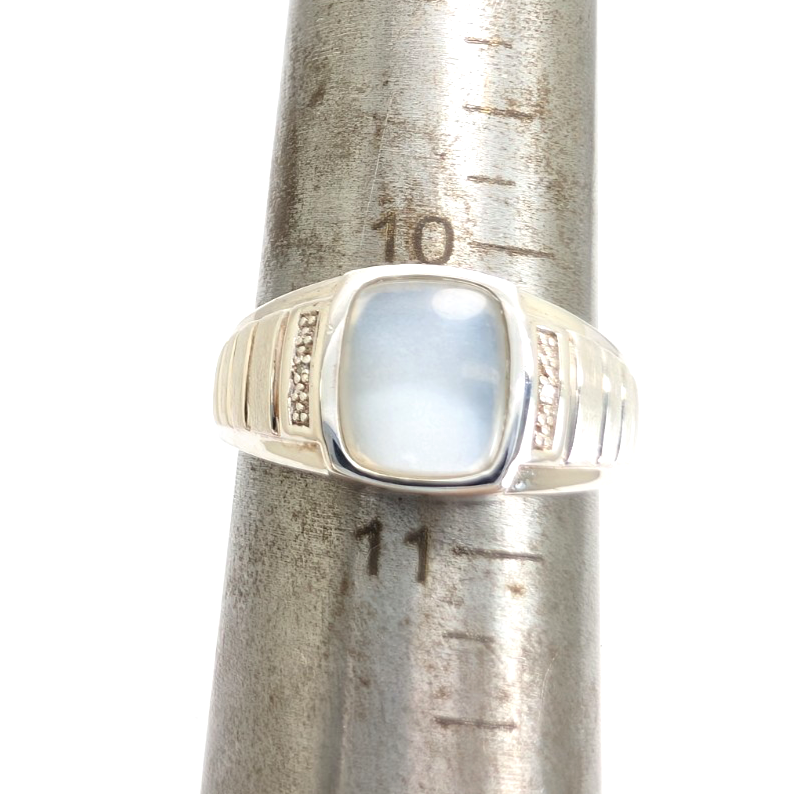 Sterling Silver 925 10.75 Ring flush moonstone R921- WMF1046 - Image 11