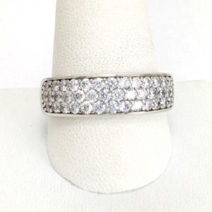 Sterling Silver 925 12 Ring Wide Pave band R819- FOX1747