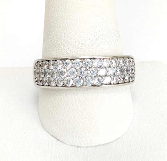 Sterling Silver 925 12 Ring Wide Pave band R819- FOX1747