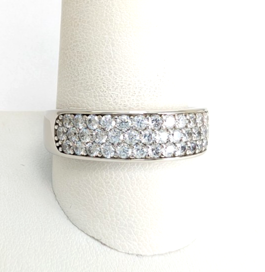 Sterling Silver 925 12 Ring Wide Pave band R819- FOX1747 - Image 2
