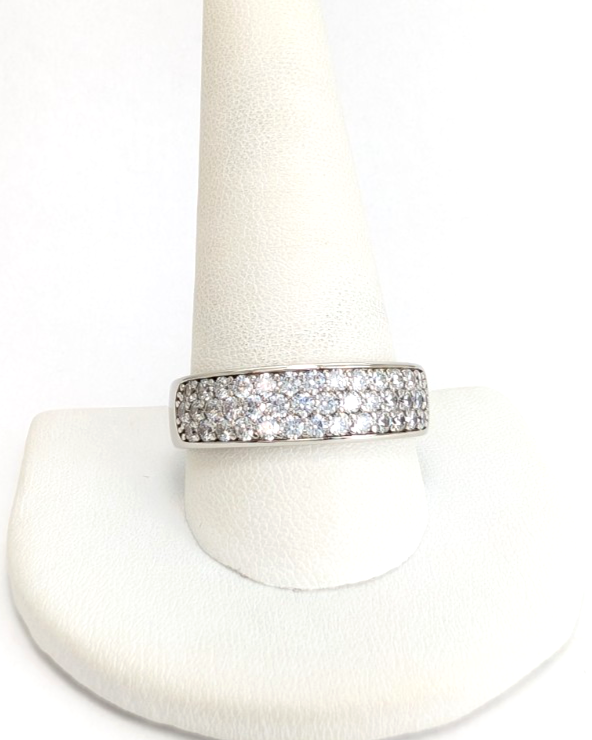 Sterling Silver 925 12 Ring Wide Pave band R819- FOX1747 - Image 3