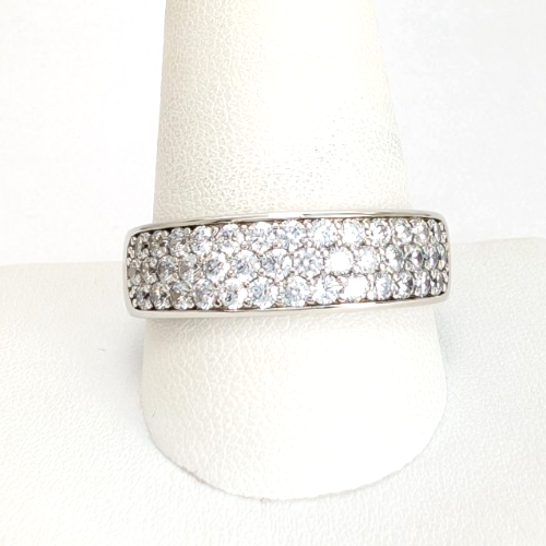 Sterling Silver 925 12 Ring Wide Pave band R819- FOX1747 - Image 4