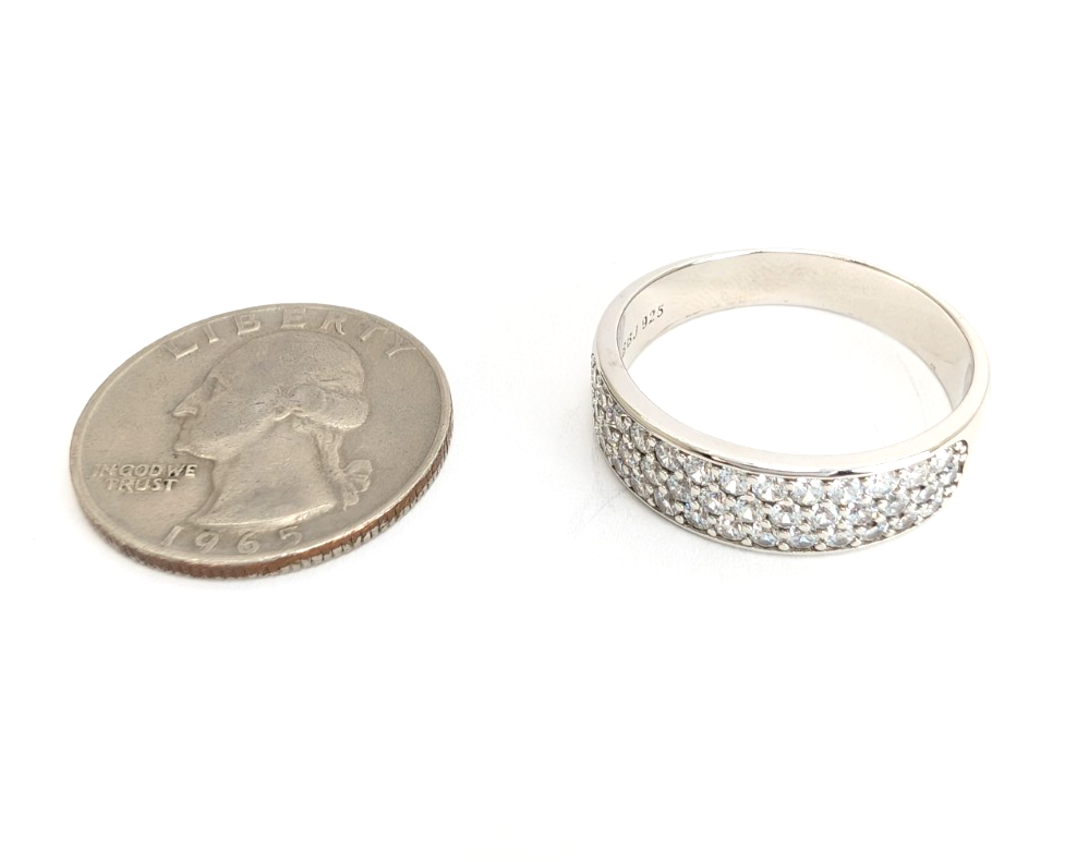 Sterling Silver 925 12 Ring Wide Pave band R819- FOX1747 - Image 5