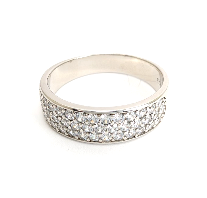 Sterling Silver 925 12 Ring Wide Pave band R819- FOX1747 - Image 6