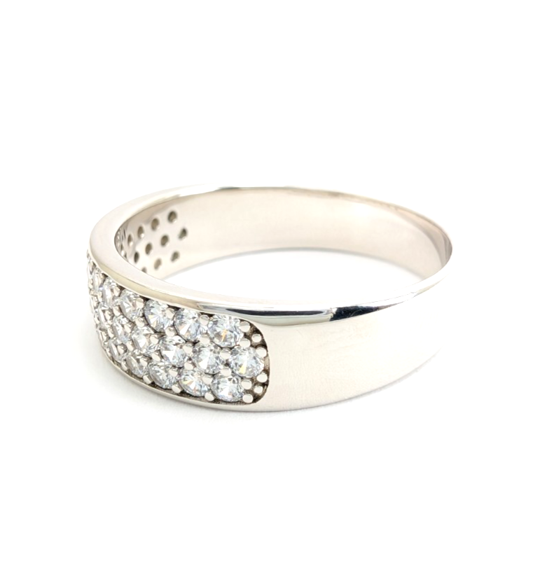 Sterling Silver 925 12 Ring Wide Pave band R819- FOX1747 - Image 7